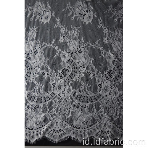 100% Nylon White Panel Lace Fabric